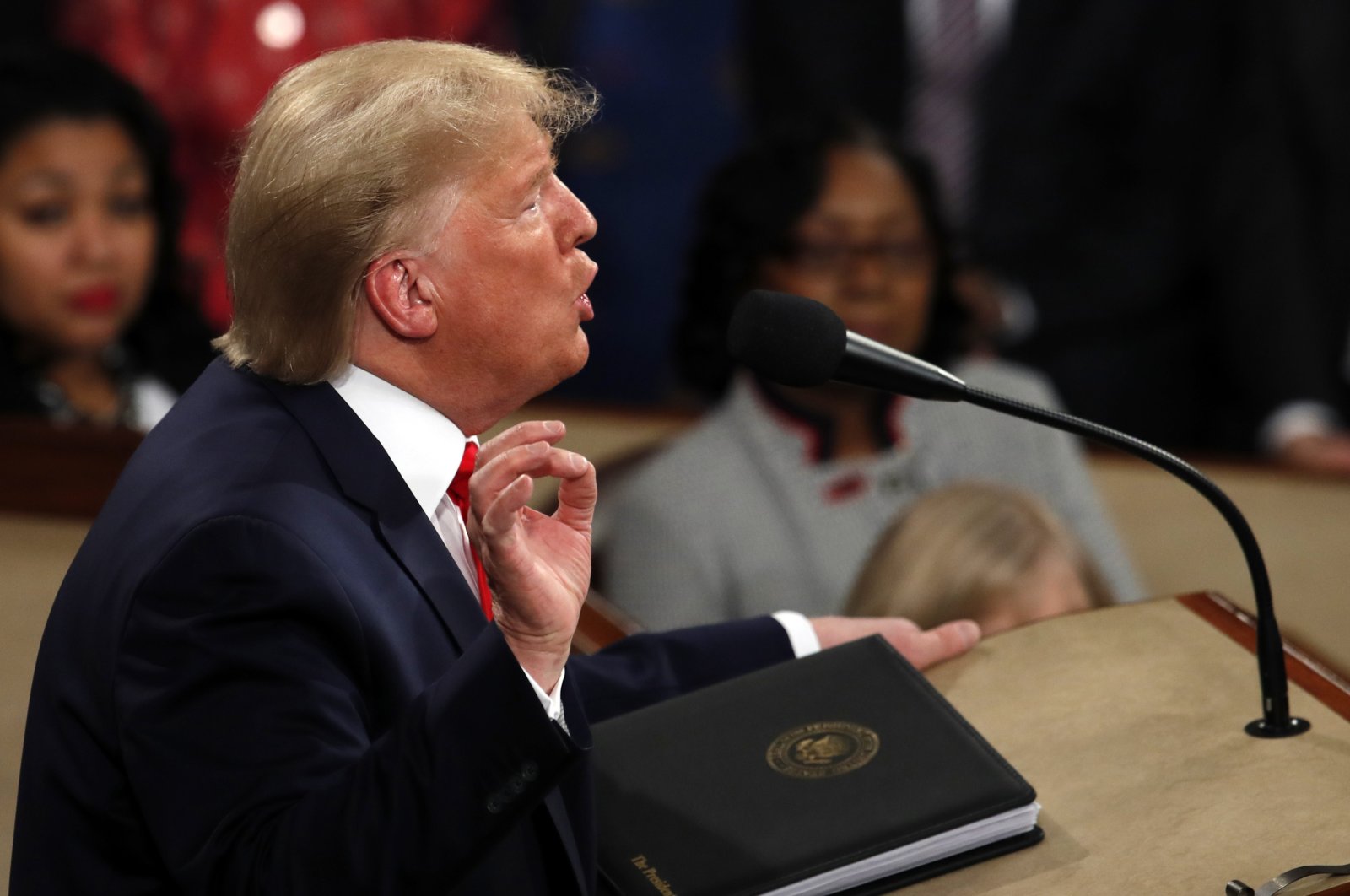 Former U.S. President Donald Trump delivers his State of the Union address to a joint session of Congress on Capitol Hill in Washington, D.C., U.S., Feb. 4, 2020. (AP Photo)