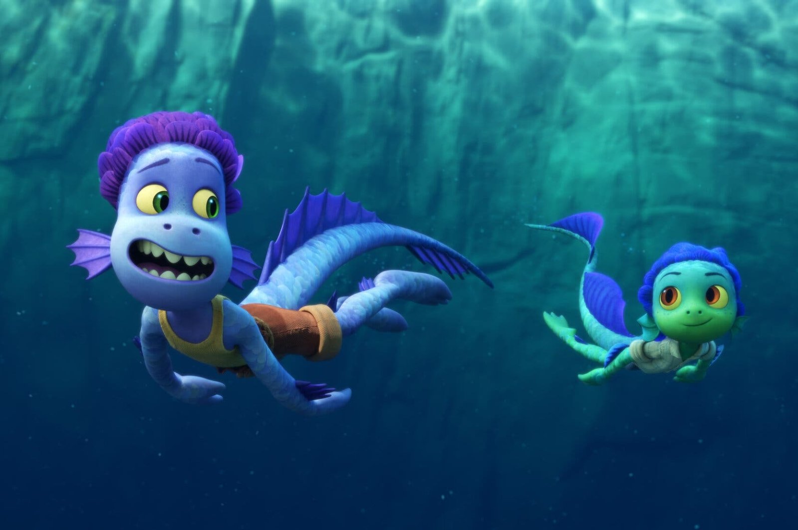 Alberto (L) and Luca are sea monsters who seek adventures on dry land in “Luca."