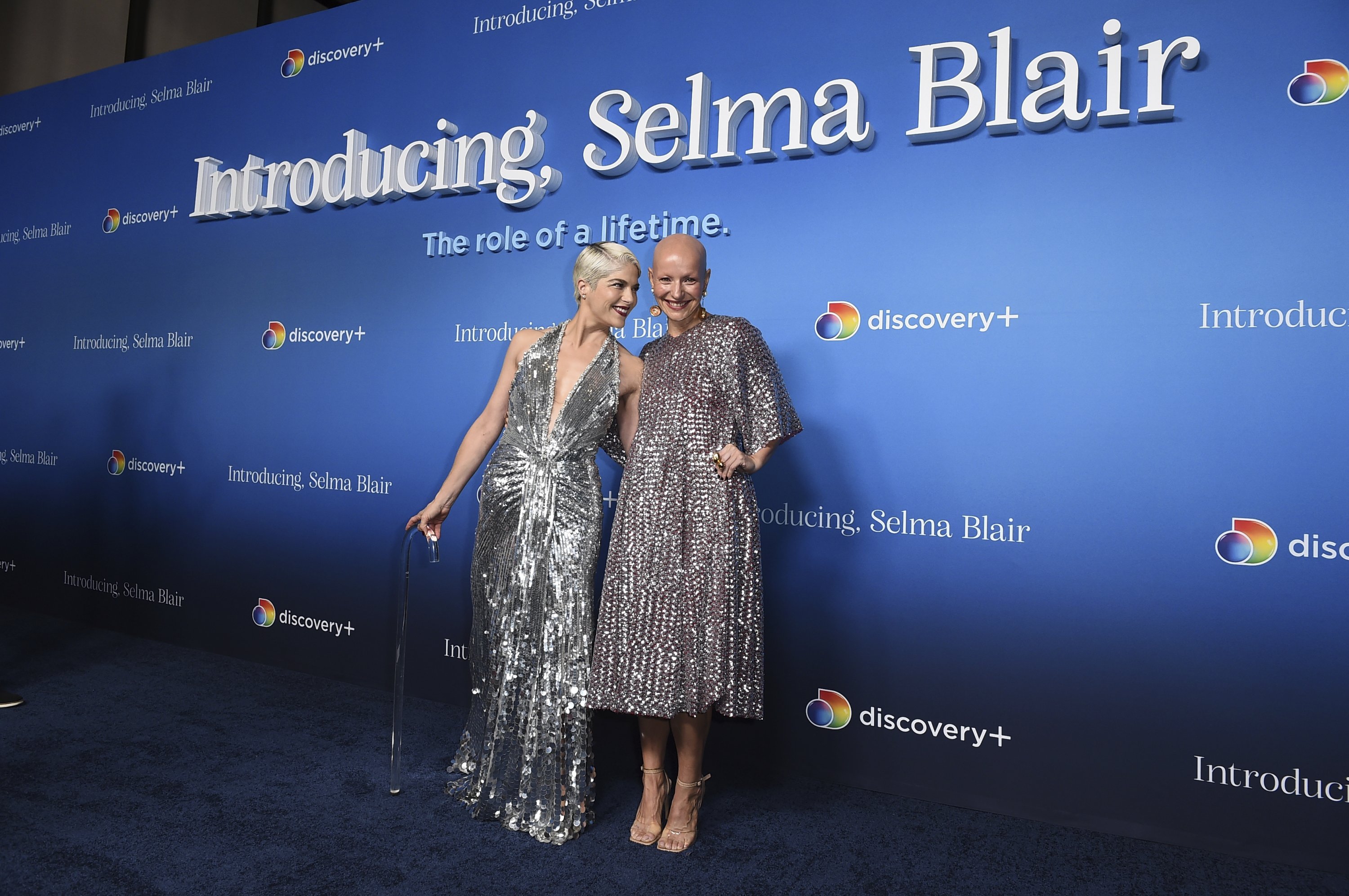 Selma Blair (L) and Rachel Fleit arrive at a special screening of 'Introducing, Selma Blair' at the DGA Theater in Los Angeles, California, U.S., Oct. 14, 2021. (AP)