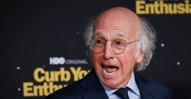 U.S. actor Larry David arrives for the Season 11 premiere of the HBO comedy show "Curb Your Enthusiasm" at Paramount Studios in Los Angeles, California, U.S., Oct. 19, 2021.  (EPA Photo)