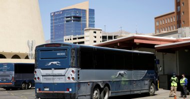 Buses are parked at the Greyhound bus station, in El Paso, Texas, U.S. March 5, 2021. (Reuters Photo)
