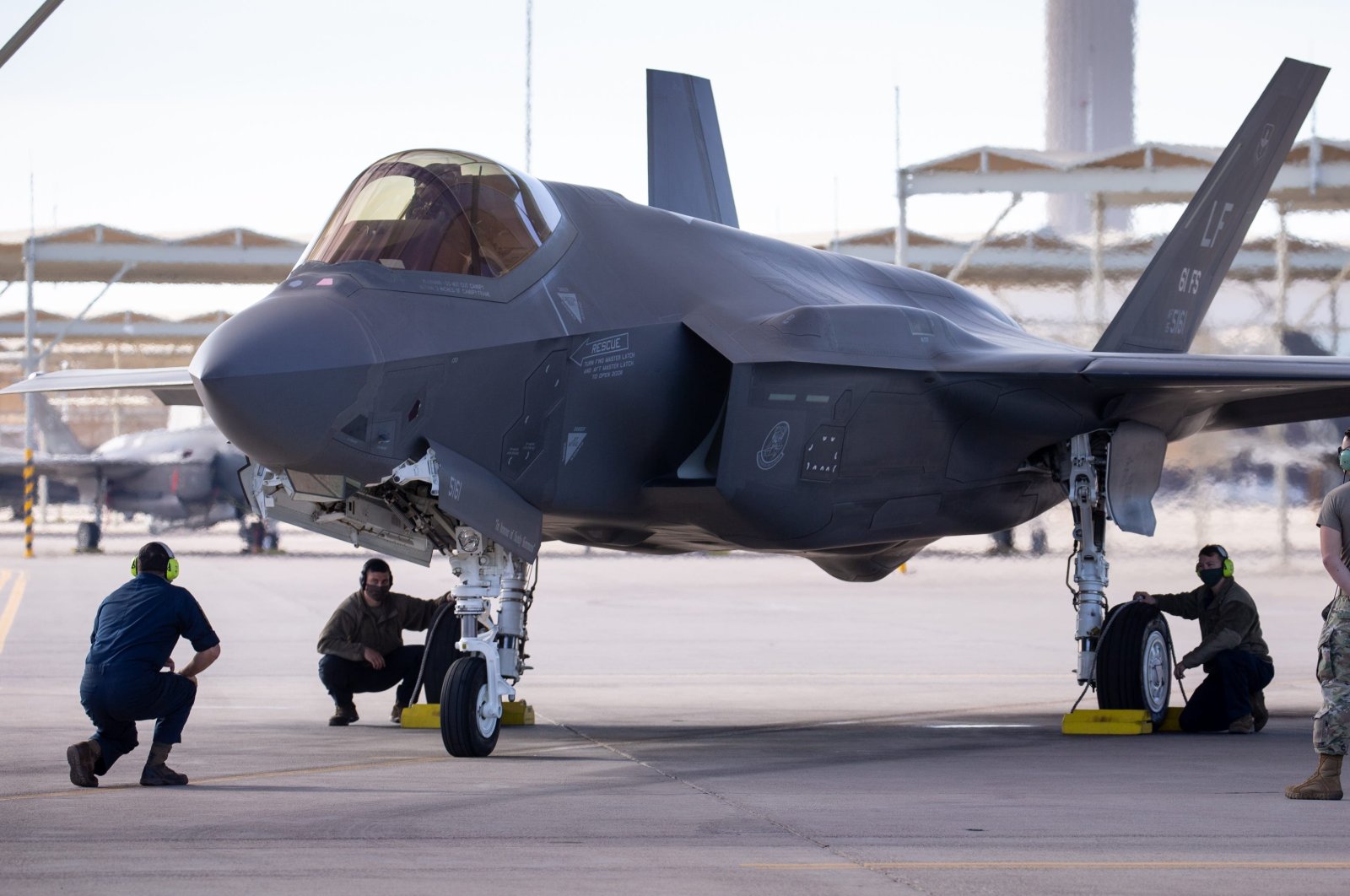 An F-35 readies to leave the flight line for a sortie at Luke Air Force Base in Glendale, Arizona, U.S. Feb. 16, 2021. (Reuters Photo)