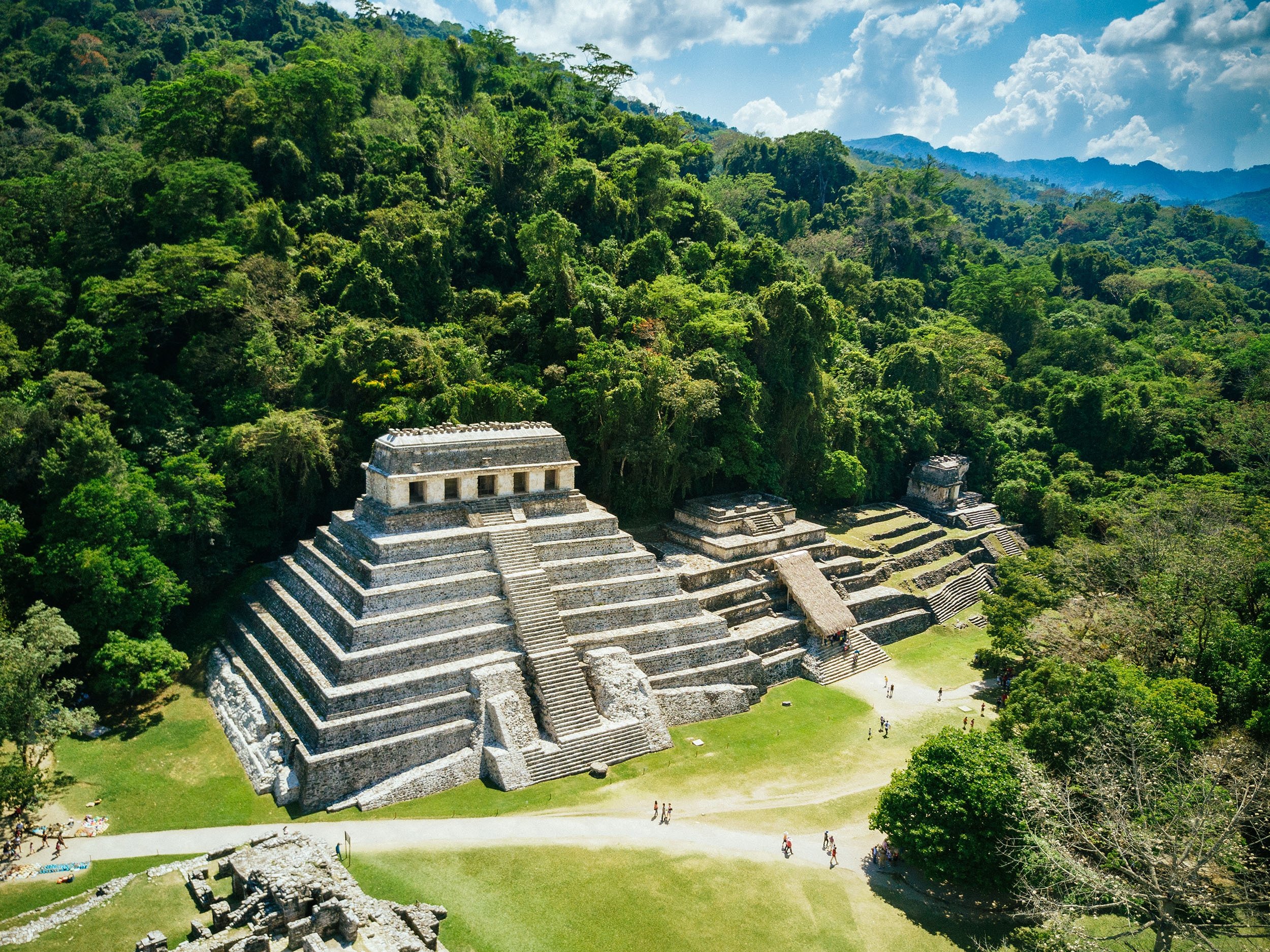 An aerial view of the Archeological site of Palenque in Chiapas, Mexico. (Photo by Gettyimages)