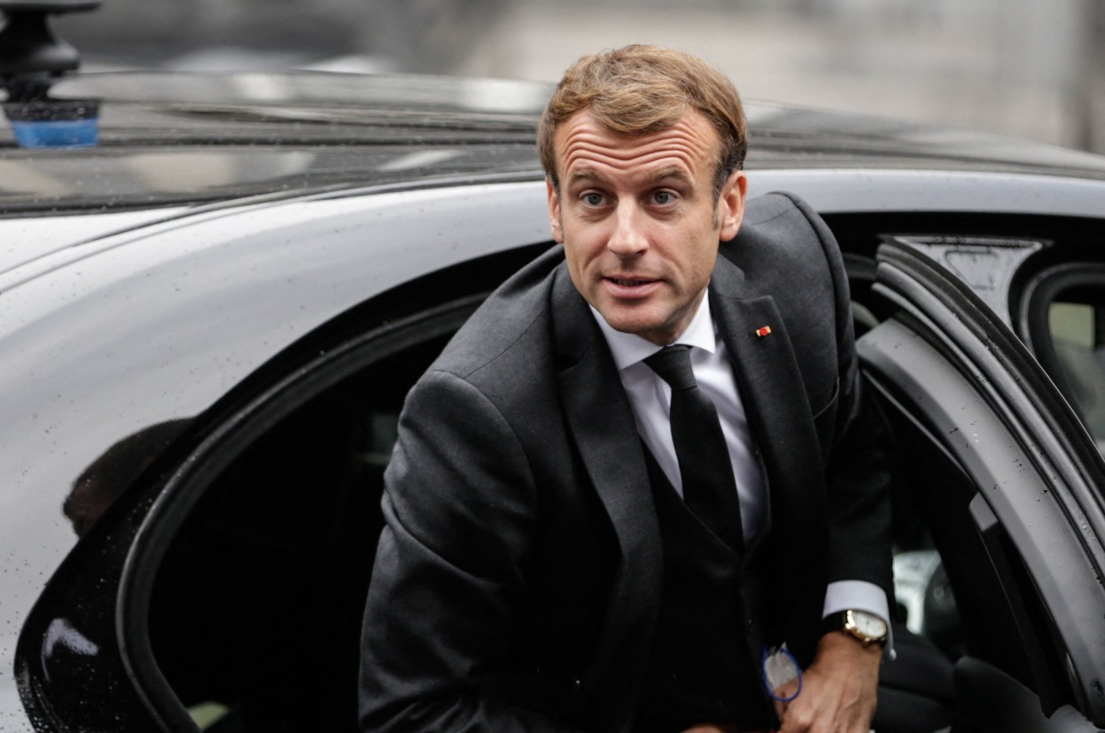 French President Emmanuel Macron arrives at the Renew Europe Pre-Summit on the first day of a European Union summit in Brussels, Belgium, Oct. 21, 2021. (AFP Photo)