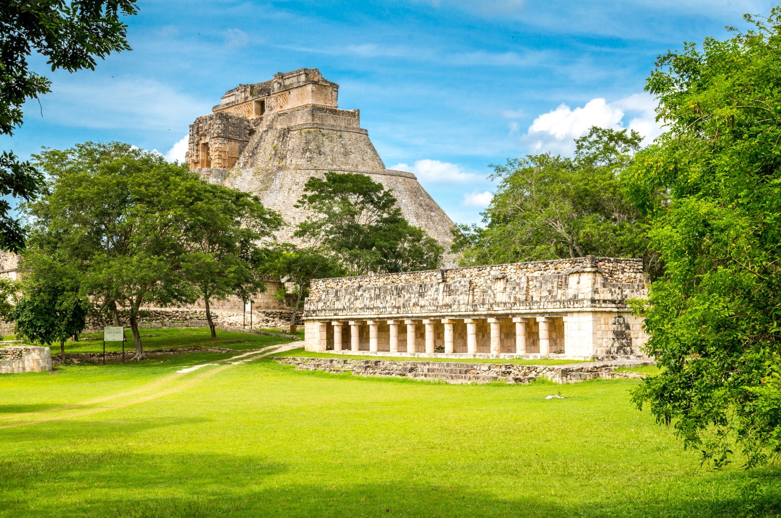 A landscape view showing the ruins of Pre-Hispanic Town of Uxmal in Yucatán Peninsula, Mexico. (Photo by Gettyimages)