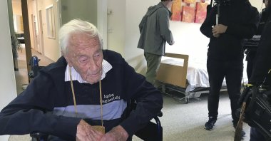 Picture shows 104-year-old Australian David Goodall in a room in Liestal near Basel, Switzerland, where he plans to end his life on Thursday, May 10, 2018. (AP Photo)