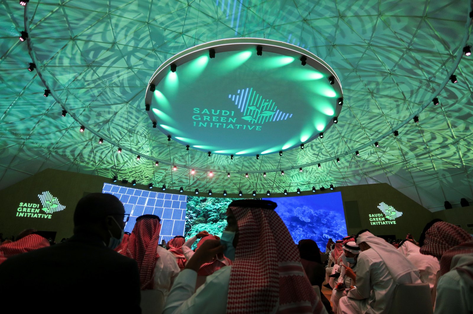 Participants attend the Saudi Green Initiative Forum to discuss efforts by the world's top oil exporter to tackle climate change, in Riyadh, Saudi Arabia, Oct. 23, 2021. (Reuters Photo) 