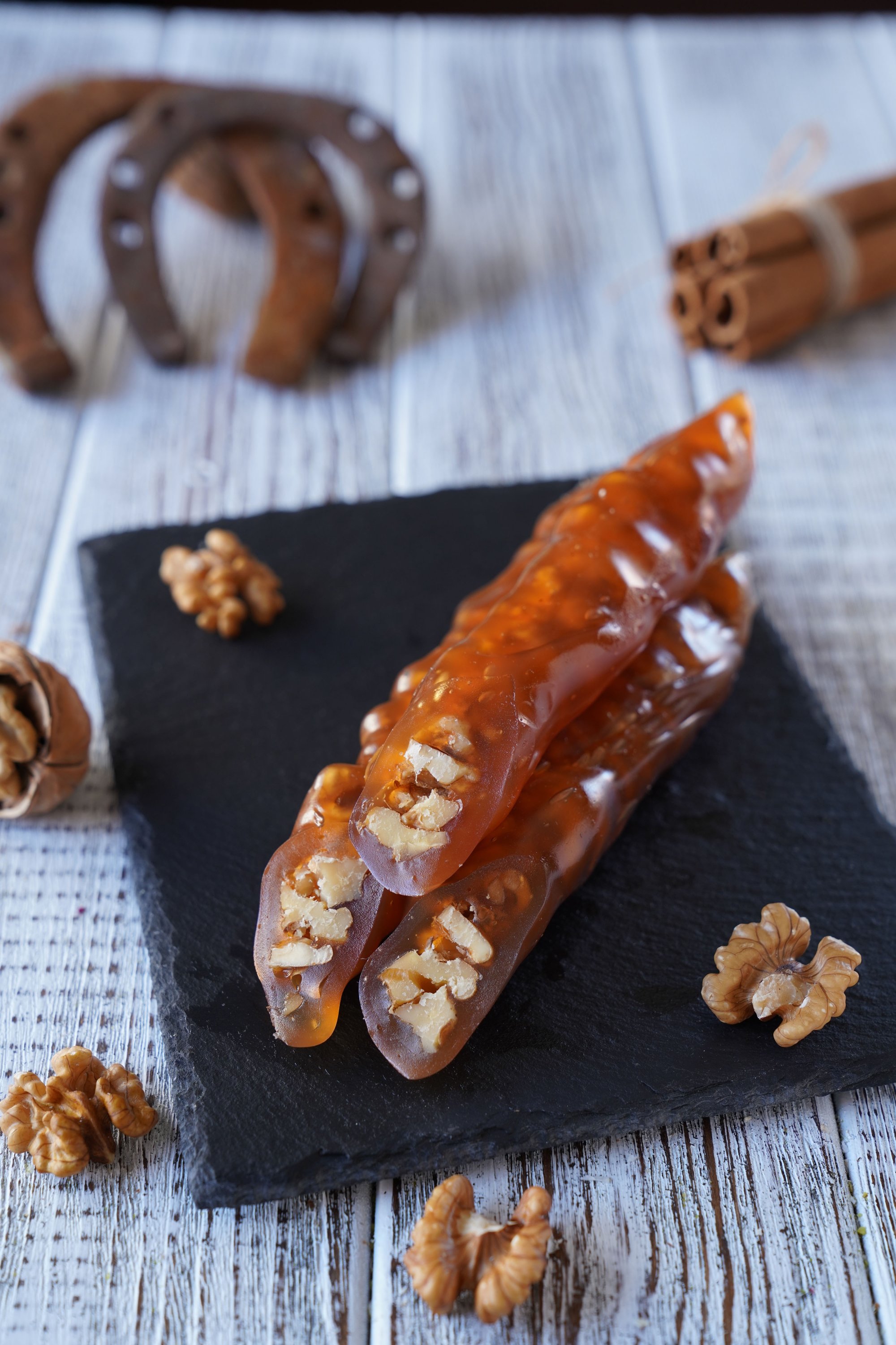 Traditional Turkish walnut sucuk. (Shutterstock Photo)