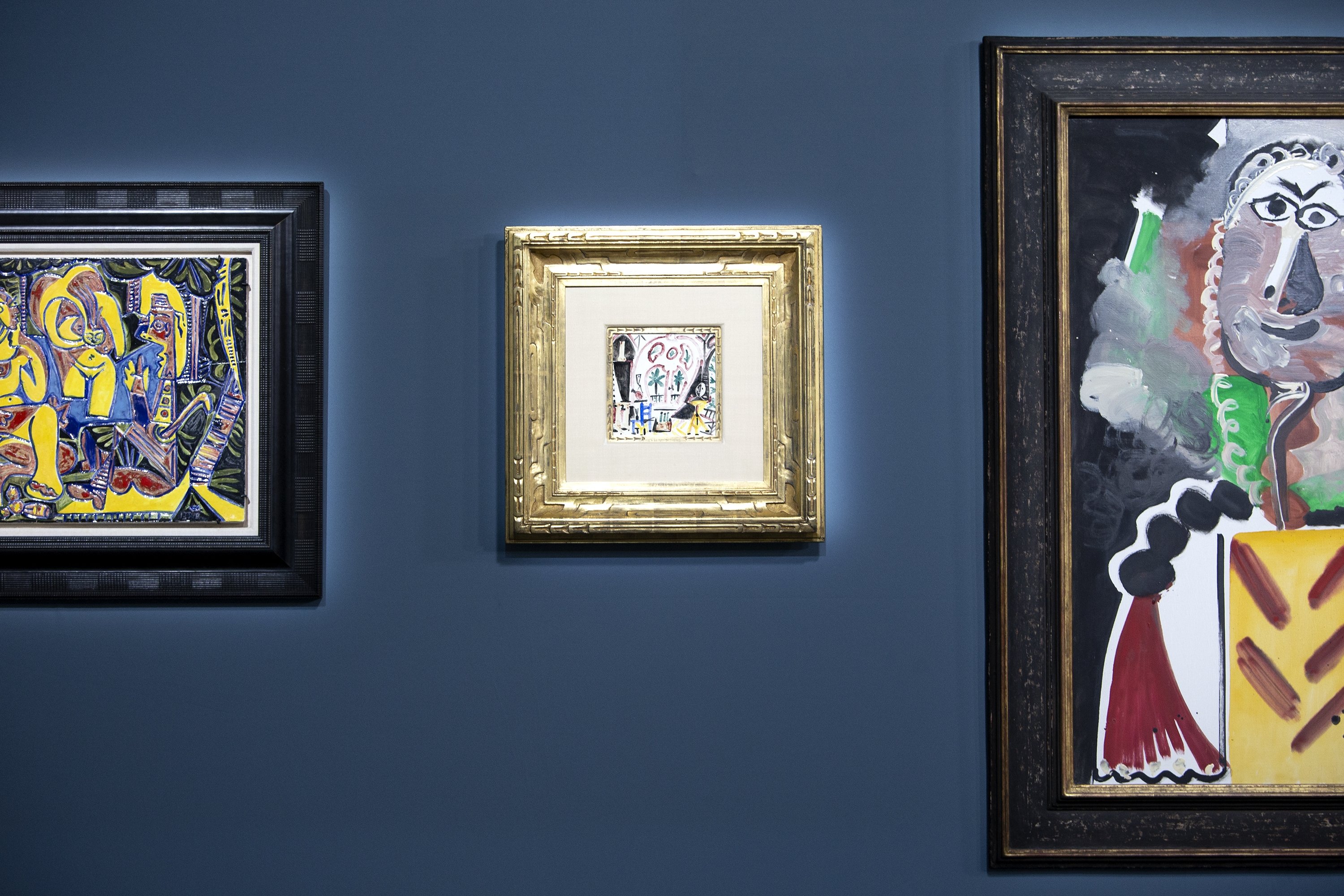 Works by Pablo Picasso are displayed for auction at the Bellagio hotel and casino in Las Vegas, U.S., Oct. 23, 2021. (AP Photo)