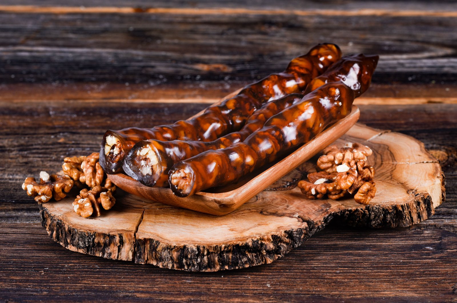 Traditional Turkish walnut sucuk, or sausage. (Shutterstock Photo)
