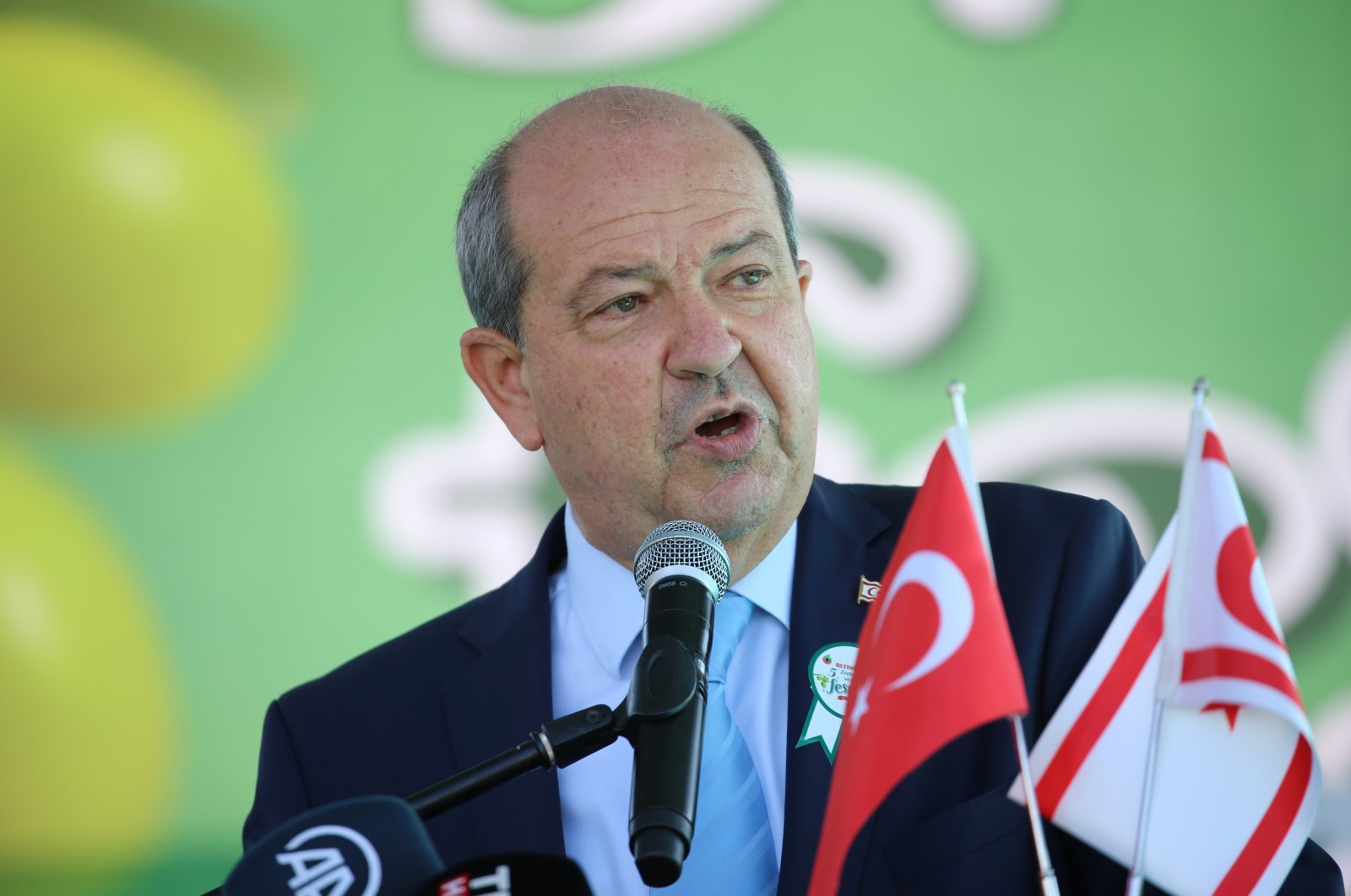 President of the Turkish Republic of Northern Cyprus (TRNC) Ersin Tatar during an event in Hatay province, Turkey, Oct. 23, 2021 (AA Photo)