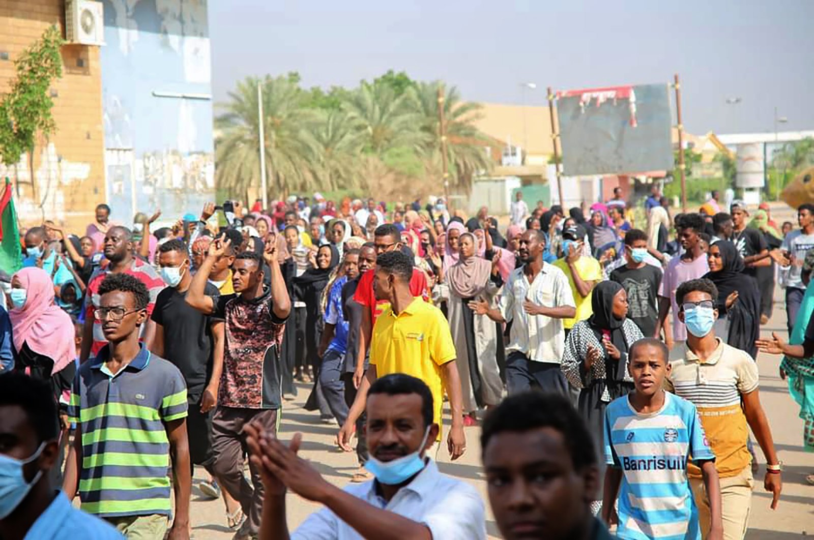 Thousands of pro-democracy protesters take to the streets to condemn a takeover by military officials in Khartoum, Sudan, Oct. 25, 2021. (AP Photo)