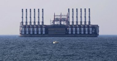 A floating power station of Karpowership waits off the coast at Jiyeh, south of Beirut, Lebanon, July 16, 2018. (AP Photo)