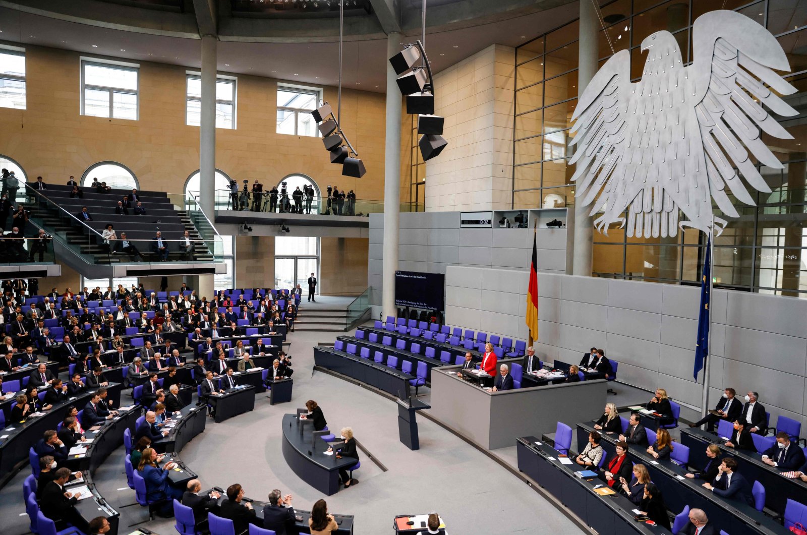 Baerbel Bas speaks after being elected as the new president of the Bundestag, during a constituent session of Germany's new parliament at the Bundestag in Berlin, Germany, Oct. 26, 2021. (AFP Photo)