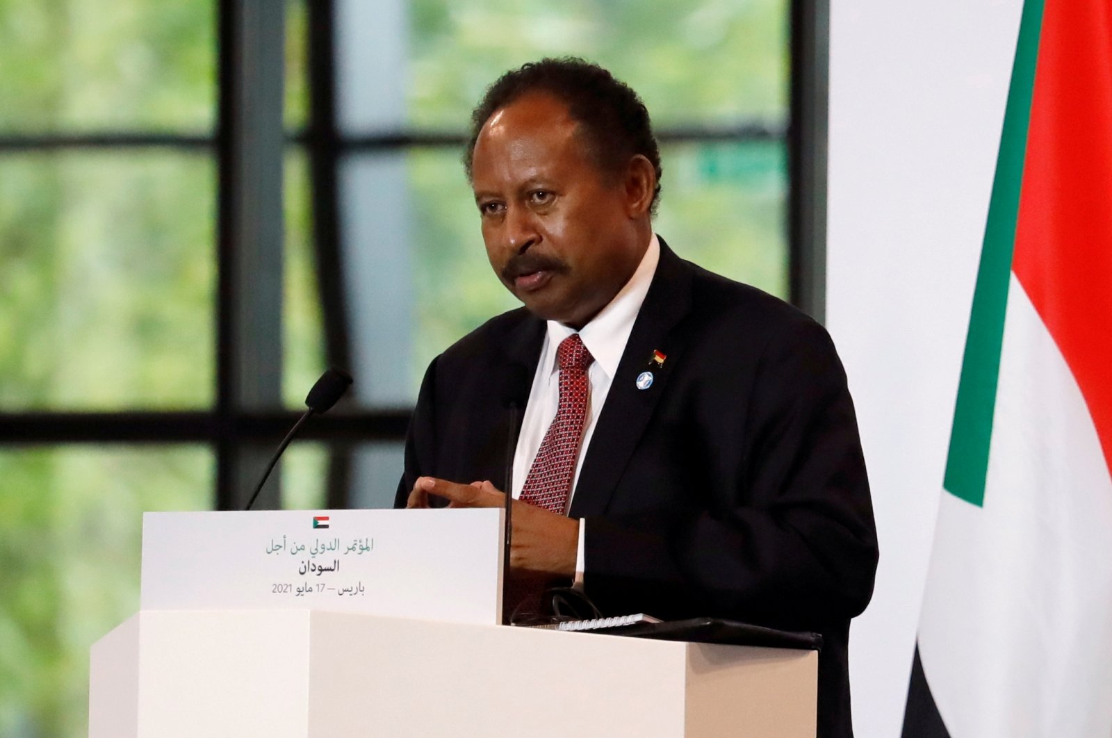 Sudan's Prime Minister Abdalla Hamdok attends a news conference during the International Conference in support of Sudan at the Temporary Grand Palais in Paris, France, May 17, 2021. (REUTERS File Photo)