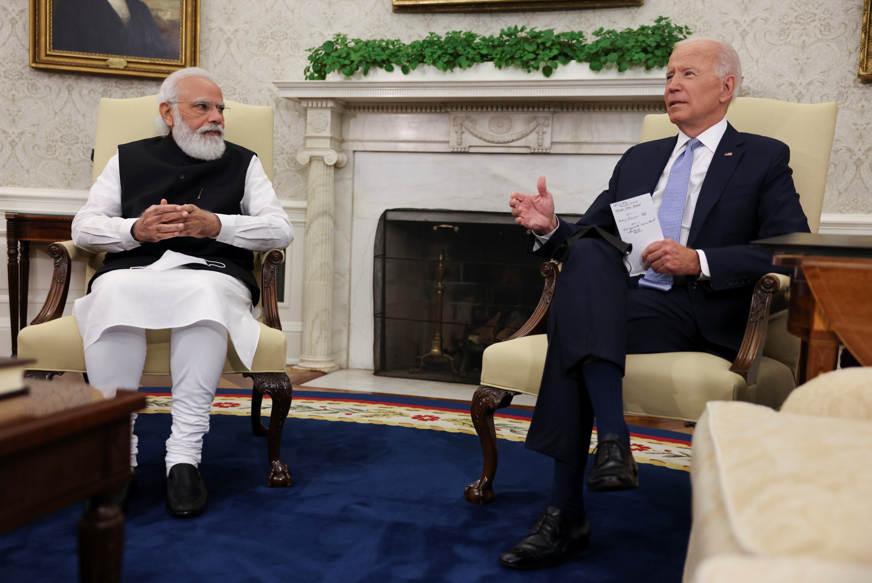 U.S. President Joe Biden meets with India's Prime Minister Narendra Modi in the Oval Office at the White House in Washington, U.S., Sept. 24, 2021. (Reuters Photo)