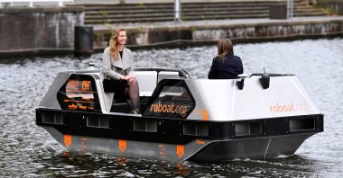 Researchers trial autonomous boats on Amsterdam's waterways in the Netherlands Oct. 27, 2021. (Reuters Photo)