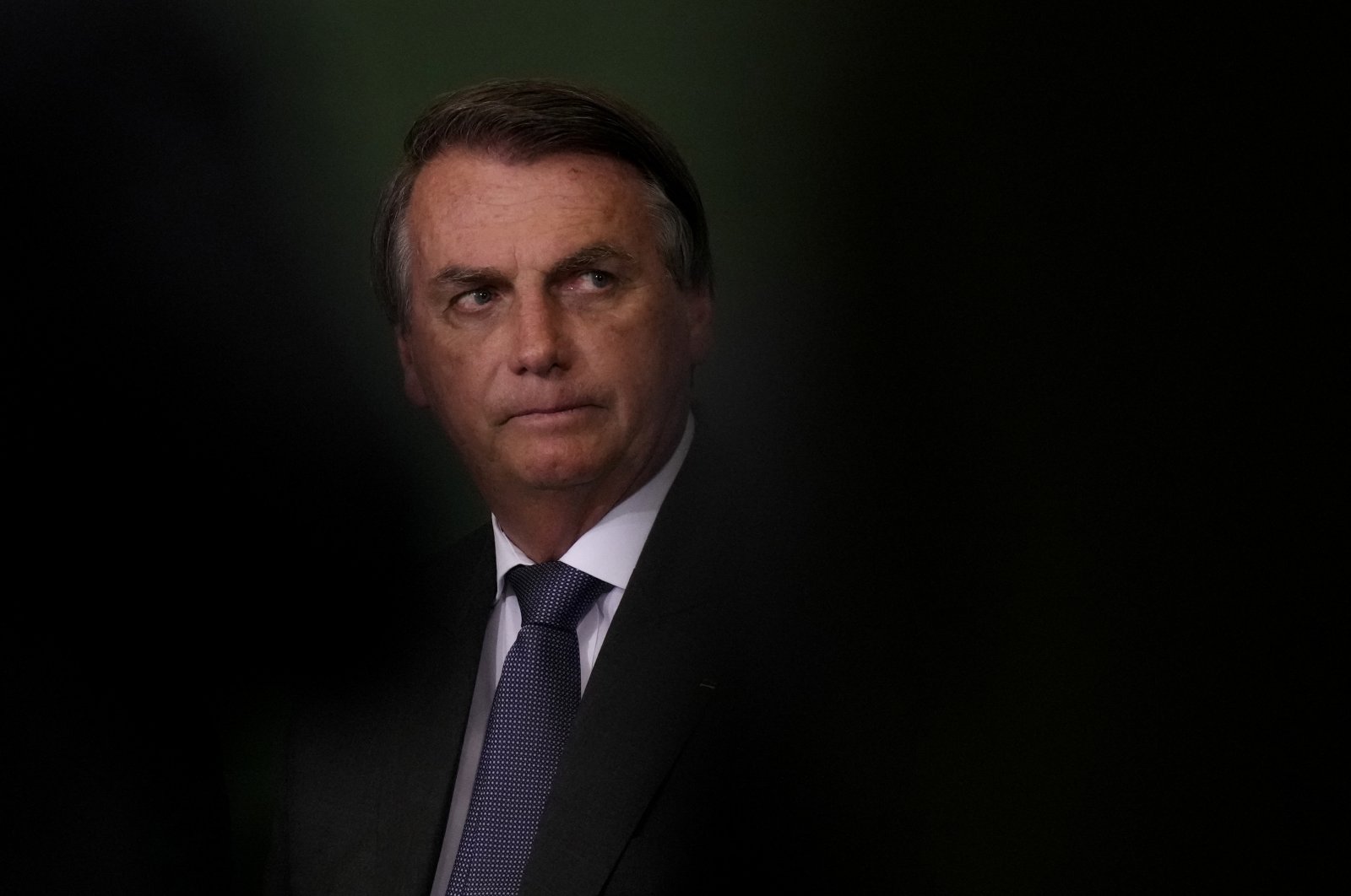 Brazil's President Jair Bolsonaro attends the launching ceremony of the National Green Growth Program at the Planalto presidential palace in Brasilia, Brazil, Oct. 25, 2021. (AP Photo)