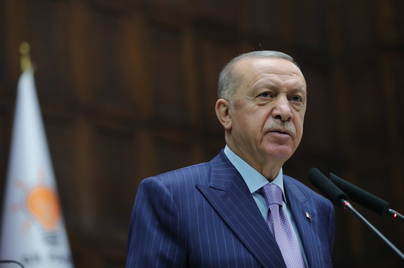 President Recep Tayyip Erdoğan speaking at his party's group meeting at Parliament, Ankara, Turkey, Oct. 27, 2021 (AA Photo)