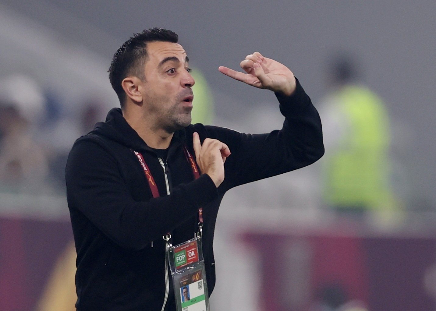 Al Sadd coach Xavi Hernandez reacts during the Emir Cup final against Al Rayyan in Al Thumama, Qatar, Oct. 22, 2021. (Reuters Photo)