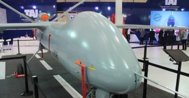 An Anka drone is equipped with Aselsan's electro-optic reconnaissance, surveillance and targeting system CATS as 
seen in this undated file photo. (Photo: @IsmailDemirSSB)