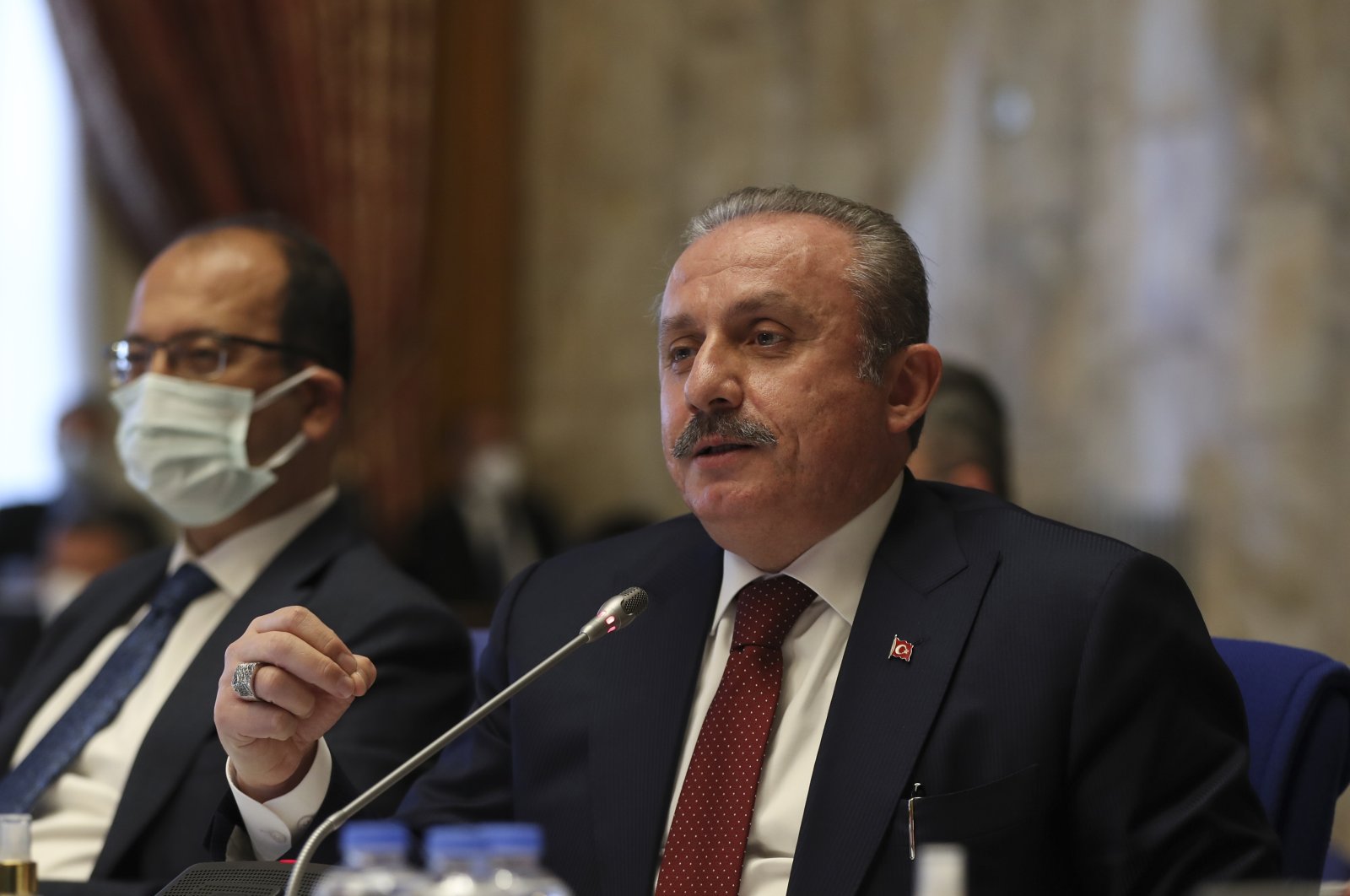 Turkey’s Parliament head Mustafa Şentop speaking at the parliament's Planning and Budget Committee, Ankara, Turkey, Oct. 27, 2021 (AA Photo)