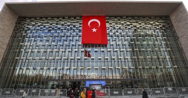 An external view of Atatürk Cultural Center (AKM), in Istanbul, Turkey, Oct. 28, 2021. (AA PHOTO)