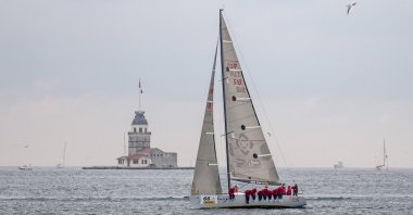 A vessel takes part in the in the Istanbul leg of the 2nd Presidential International Yacht Races, Istanbul, Turkey, Oct. 29, 2021.