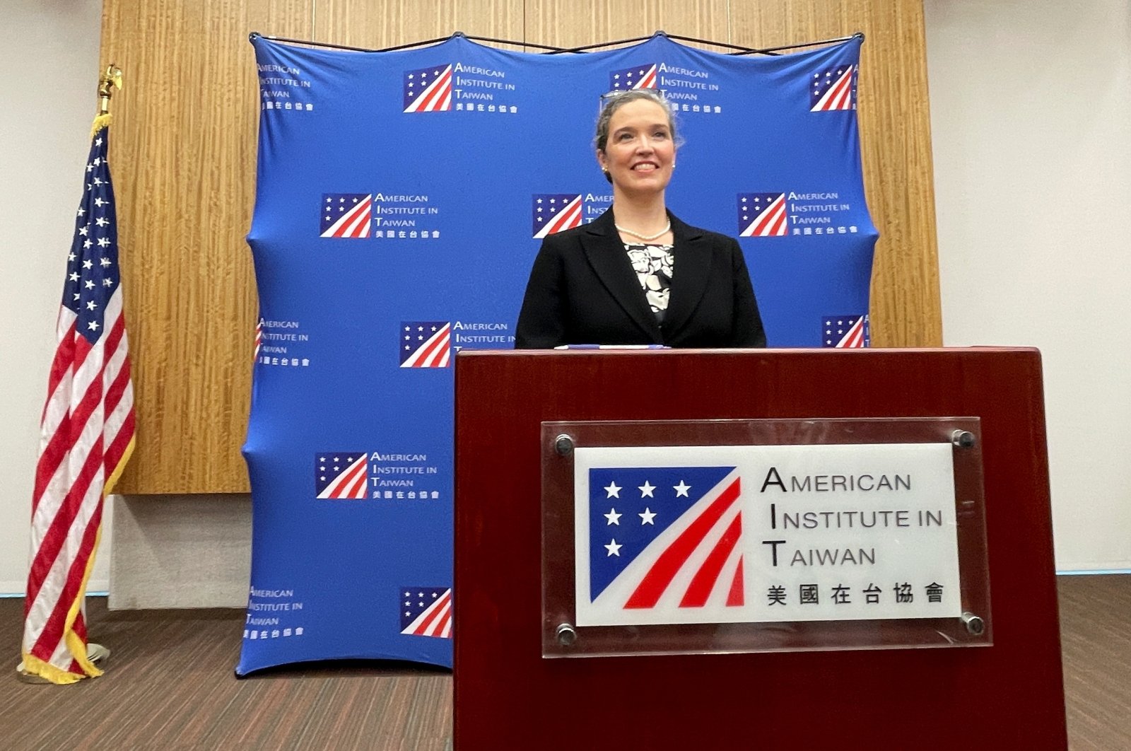 American Institute in Taiwan (AIT) Director Sandra Oudkirk attends a news conference in Taipei, Taiwan, Oct. 29, 2021. (Reuters Photo)
