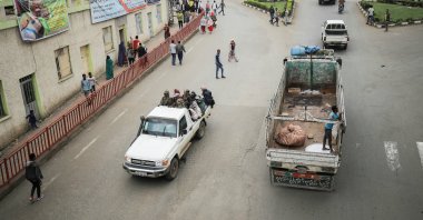 Members of the Amhara militia patrol the streets in the town of Dessie, in the Amhara region, Ethiopia, Oct. 9, 2021. (Reuters Photo)