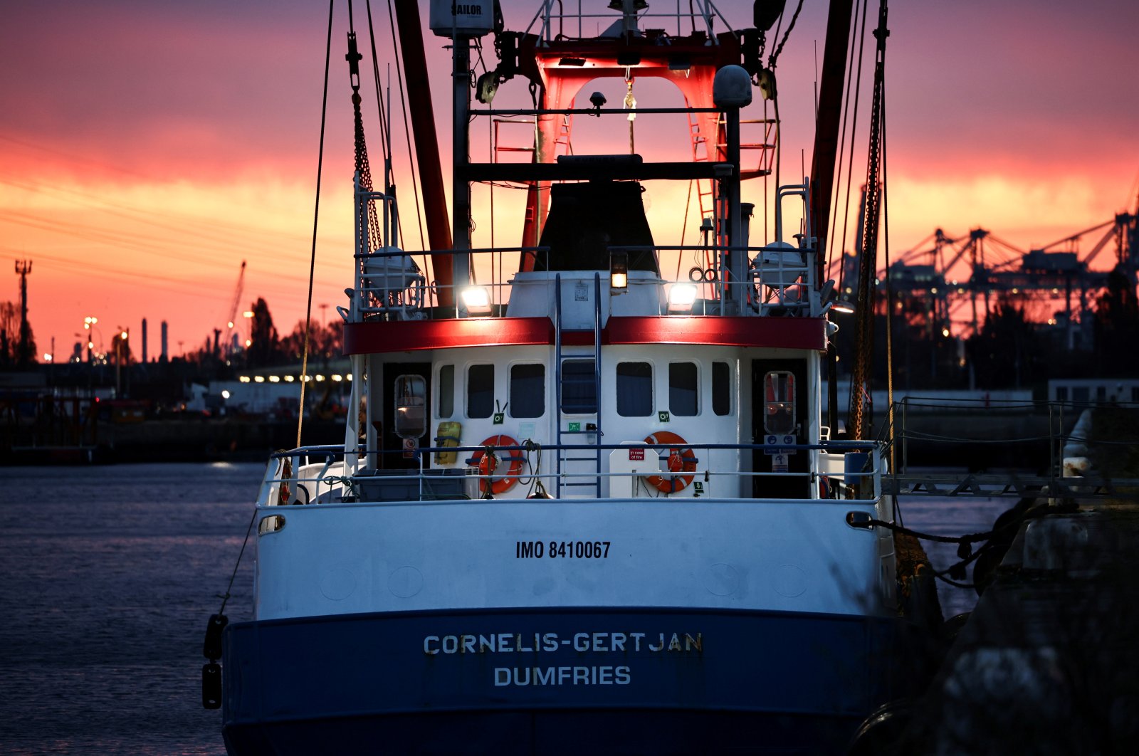 A British trawler Cornelis Gert Jan is seen moored in the port of Le Havre, after France seized on Thursday a British trawler fishing in its territorial waters without a license, in Le Havre, France, Oct. 29, 2021. (Reuters Photo)