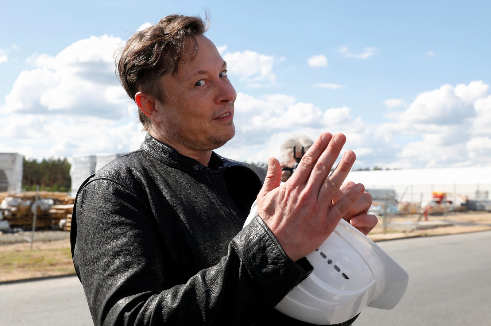 SpaceX founder and Tesla CEO Elon Musk visits the construction site of Tesla's gigafactory in Gruenheide, near Berlin, Germany, May 17, 2021. (Reuters Photo)