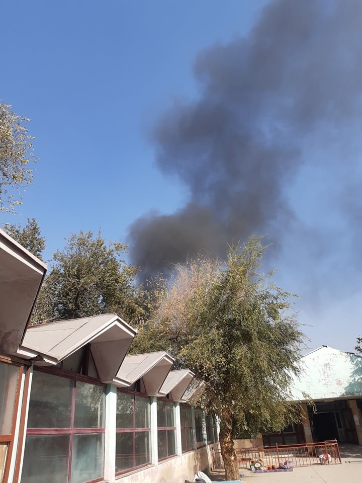Smoke billows near the Sardar Mohammad Daoud Khan National Military Hospital in central Kabul, Afghanistan, Nov. 2, 2021. (Reuters Photo)