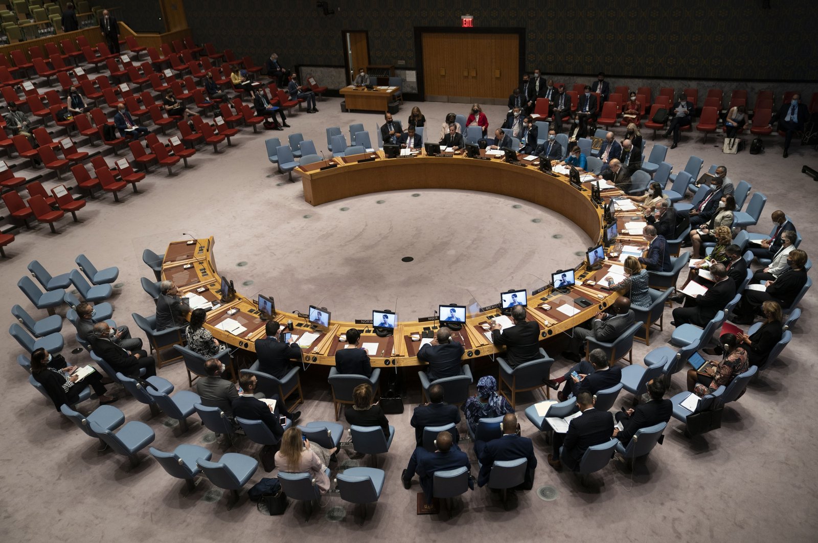 A meeting of the United Nations Security Council is held during the 76th Session of the U.N. General Assembly, New York, U.S., Sept. 23, 2021. (Getty Images)
