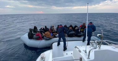 Over 150 irregular migrants were rescued off western Izmir province's Urla, Dikili, Seferihisar and Çeşme districts, off the Turkish coast, Nov. 2, 2021 (AA Photo)