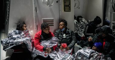 Migrants rescued by Turkish coast guard units in the Aegean Sea, Turkey, Nov. 3, 2021. (Photo by Uğur Yıldırım)