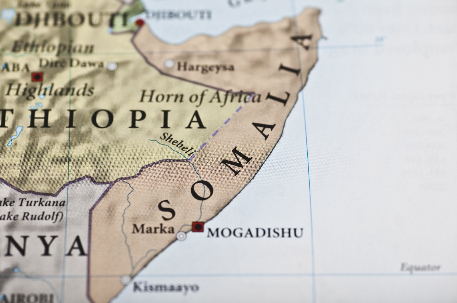 A part of a map of the African continent showing Somalia. (Photo by Getty Images)