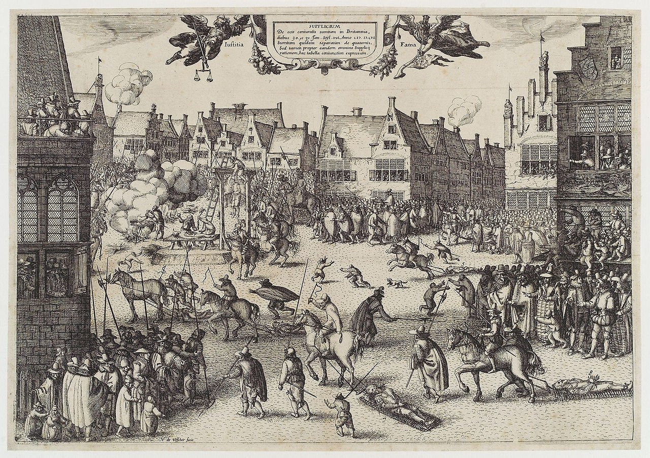 A 1606 etching by Claes Jansz Visscher depicts Gunpowder plotters' execution. (Wikimedia Photo) 