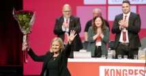 Sweden's Minister of Finance Magdalena Andersson gestures, after being elected to party chair of the Social Democratic Party at the Social Democratic Party congress in Gothenburg, Sweden, Thursday, Nov. 4, 2021. (AP Photo)