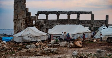 Tents seen set up at the Dana ancient site in Idlib, northern Syria, Dec. 20, 2020. (Photo by Getty Images)