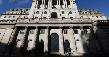 A person walks past the Bank of England, in London, Britain, Oct. 31, 2021. (Reuters Photo)