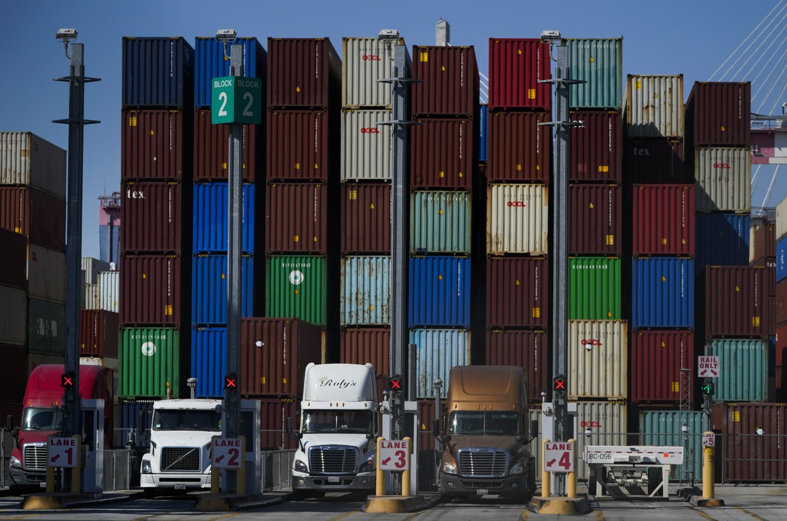Containers are stacked at the Port of Long Beach, California, U.S., Oct. 1, 2021. (AP File Photo)