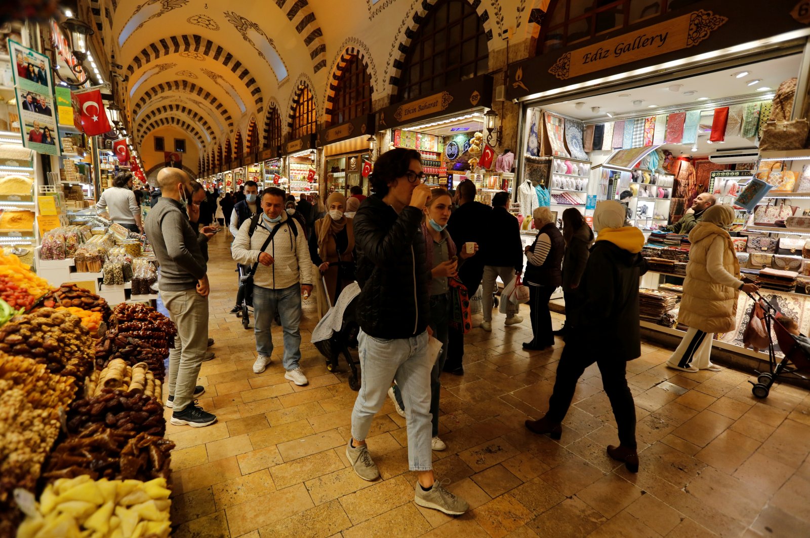 People shop at the historic Grand Bazaar in Istanbul, Turkey, Oct. 25, 2021. (Reuters Photo)