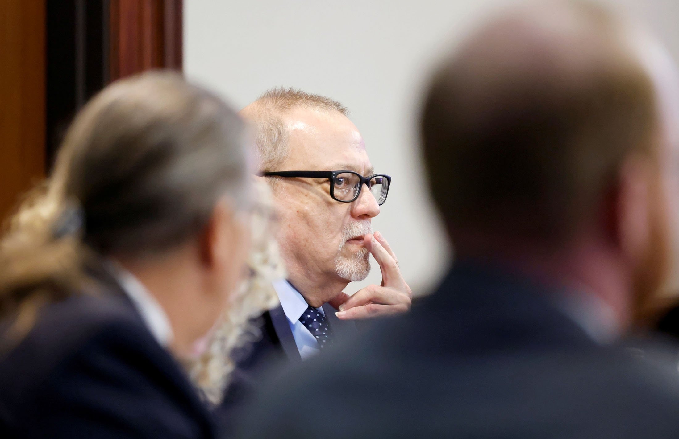 Gregory McMichael listens to opening statements in the trial of the death of 25-year-old Ahmaud Arbery, at the Gwynn County Superior Court, in Brunswick, Georgia, U.S., Nov. 5, 2021. (Reuters Photo)