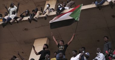 People chant slogans during a protest in Khartoum, Sudan, Oct. 30, 2021. (AP Photo)