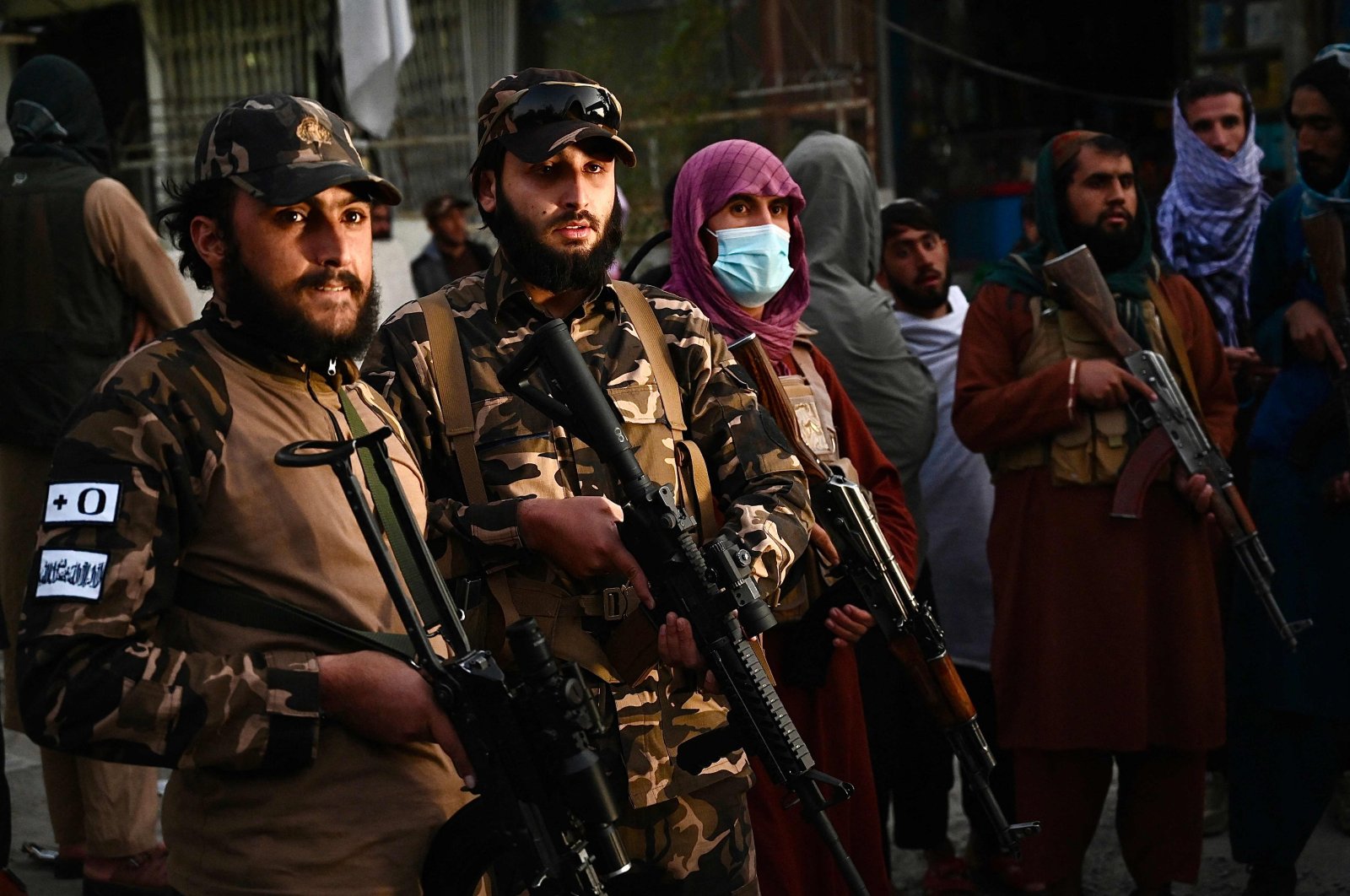 Taliban fighters stand guard near the military hospital in Kabul, Afghanistan, Nov. 2, 2021. (AFP Photo )