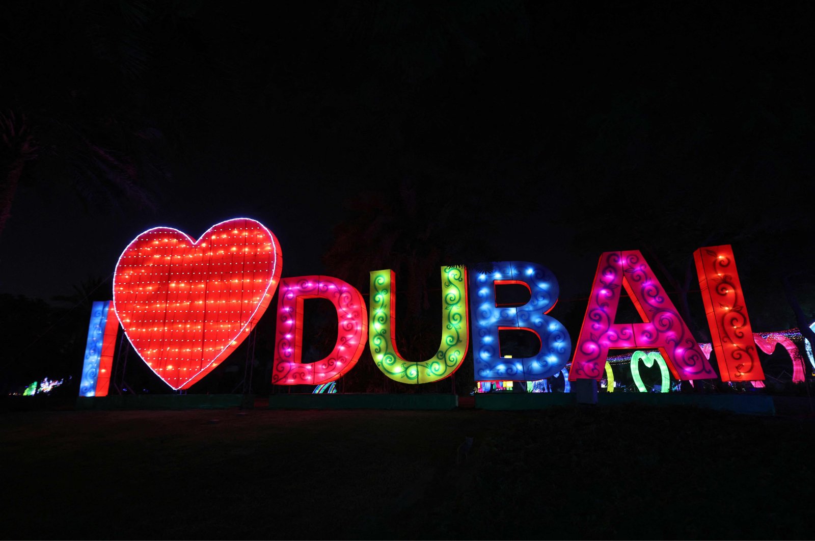 A light installation at Dubai Garden Glow in the Gulf emirate of Dubai, UAE, Nov. 1, 2021. (AFP Photo)