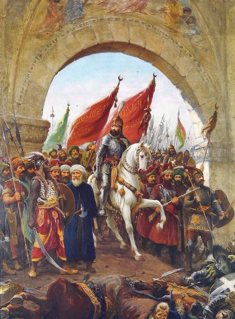 The entry of Sultan Mehmed II into Constantinople depicted in a painting by Fausto Zonaro. (Wikimedia) 