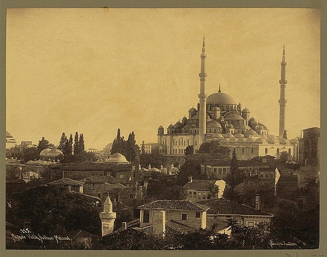 A historical photo of Fatih Mosque, built by order of Sultan Mehmed II in Istanbul, the first imperial mosque built in the city after the Ottoman conquest. (Wikimedia)