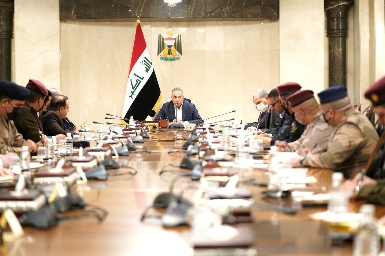 Iraqi Prime Minister Mustafa Al-Kadhimi meets with Iraqi security leaders after a drone attack on PM's residence in Baghdad, Iraq, November 7, 2021. (REUTERS Photo)